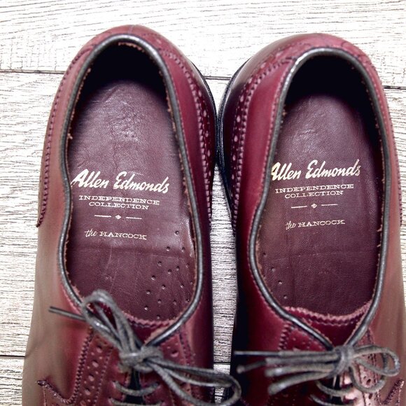 * NIB * $530 Allen Edmonds HANCOCK Independence 7.5 D Burgundy * add $15 Trees - Picture 5 of 13